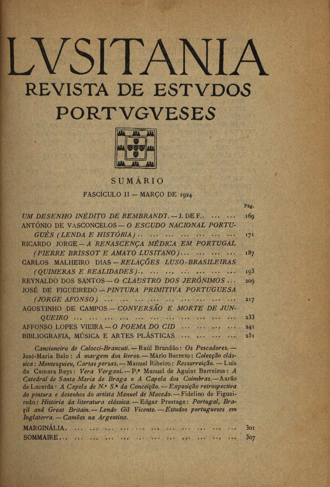 Sumário do Fasciculo II - Março de 1924 [356 KB] 