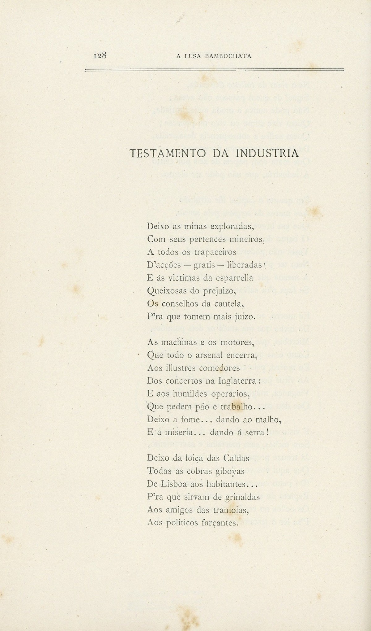 Hemeroteca Digital - A Lusa Bambochata : poema riste em verso alegre